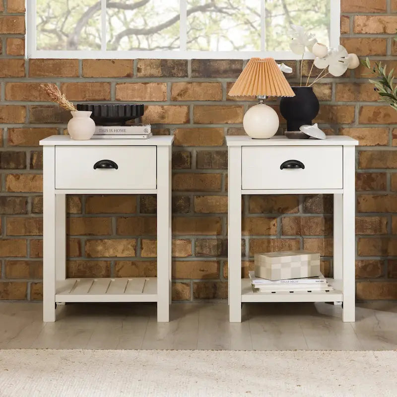 Table de chevet rustique à un tiroir, lot de 2