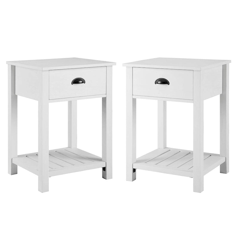Table de chevet rustique à un tiroir, lot de 2