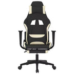 vidaXL Chaise de massage gaming avec repose-pieds, noir et crème, tissu