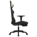 vidaXL Chaise de massage gaming avec repose-pieds, noir et crème, tissu