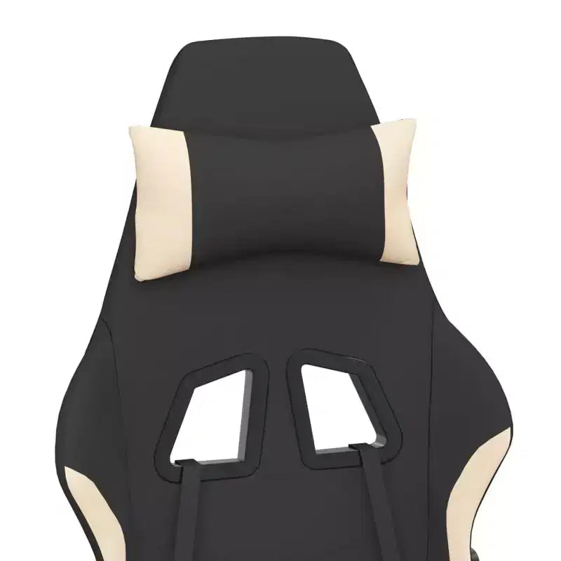 vidaXL Chaise de massage gaming avec repose-pieds, noir et crème, tissu