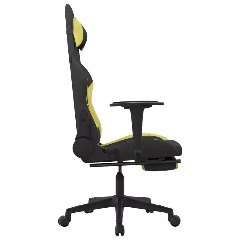 vidaXL Chaise de jeu massante avec repose-pieds, noir et vert clair, tissu