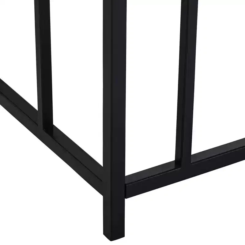 55 Downing Street Addy Table console rectangulaire moderne en fer 132,7 x 35,6 cm dessus en pierre blanche géométrique noir pour salon