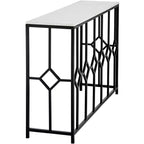 55 Downing Street Addy Table console rectangulaire moderne en fer 132,7 x 35,6 cm dessus en pierre blanche géométrique noir pour salon