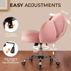 Chaise de coiffeuse Yaheetech rembourrée en bouclette à roulettes