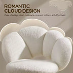 Chaise de coiffeuse Yaheetech rembourrée en bouclette à roulettes