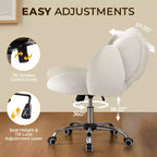 Chaise de coiffeuse Yaheetech rembourrée en bouclette à roulettes