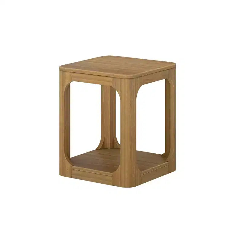 Table d'appoint carrée en bois massif Plank+Beam 20 avec étagère, table de chevet avec rangement pour salon