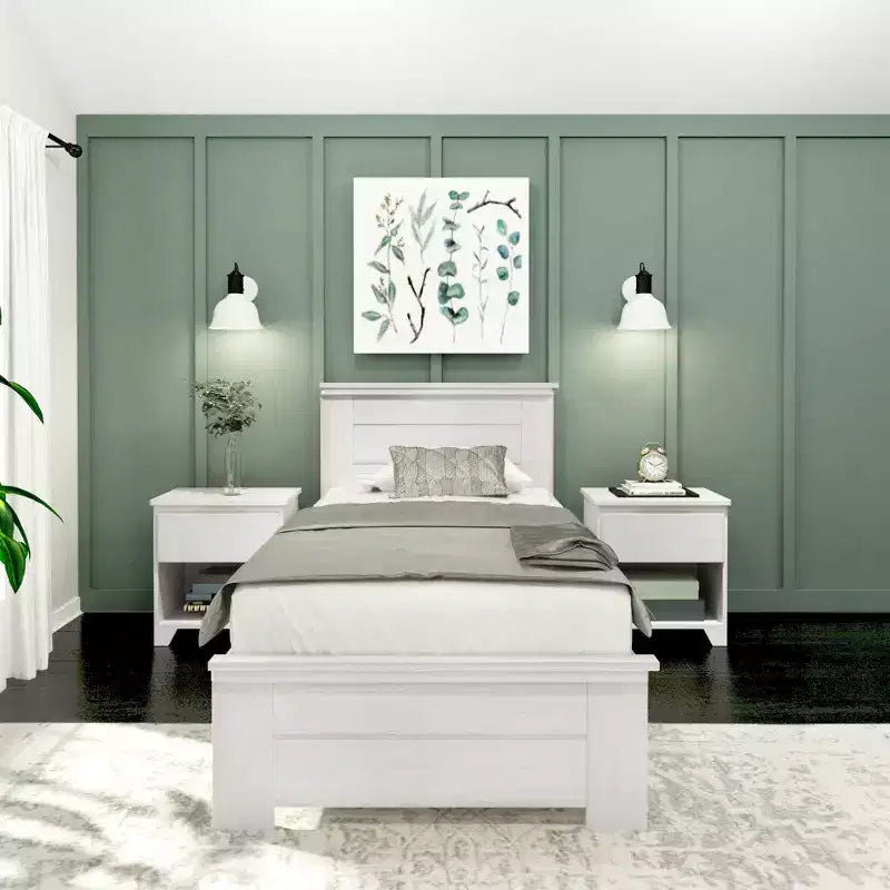 Cadre de lit simple Plank+Beam Farmhouse avec tête de lit, lit plateforme en bois massif