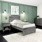 Cadre de lit simple Plank+Beam Farmhouse avec tête de lit, lit plateforme en bois massif