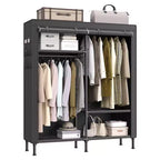 SONGMICS Wardrobe Closet, 65 Inch Heavy Duty Portable Closet, Freestanding Closet Organizer, Clothes Rack with Cover, 2 Hanging Rails, Black