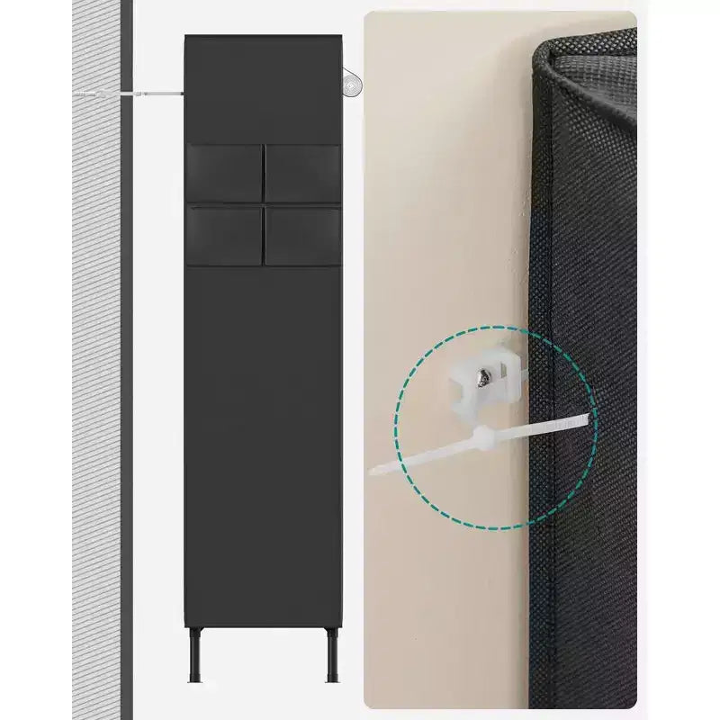 SONGMICS Armoire de penderie, 165 cm, Robuste, Portable, Organisateur de penderie autonome, Portant à vêtements avec housse, 2 tringles de suspension, Noir