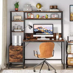 Bureau d'ordinateur Lantine de 55 pouces avec 2 tiroirs et des étagères de rangement
