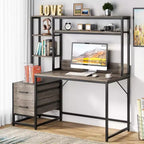 Bureau d'ordinateur Lantine de 55 pouces avec 2 tiroirs et des étagères de rangement