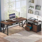 Bureau de direction en L Lantine 63 avec caisson à tiroirs