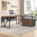 Bureau de direction en L Lantine 63 avec caisson à tiroirs