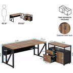 Bureau de direction en L Lantine 63 avec caisson à tiroirs