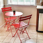 Ensemble bistro pliant 3 pièces en métal, ensemble de conversation intérieur/extérieur résistant aux intempéries pour patio, cour, jardin