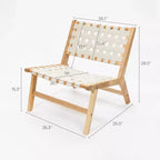 LuxenHome Fauteuil d'appoint bas sans accoudoirs en bois d'hévéa naturel avec cuir PU blanc, lot de 2