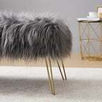 Banc long contemporain moderne en fausse fourrure Silver Orchid Nilsson