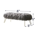 Banc long contemporain moderne en fausse fourrure Silver Orchid Nilsson
