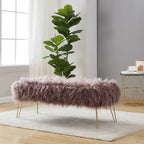Banc long contemporain moderne en fausse fourrure Silver Orchid Nilsson