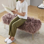 Banc long contemporain moderne en fausse fourrure Silver Orchid Nilsson
