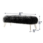 Banc long contemporain moderne en fausse fourrure Silver Orchid Nilsson