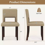 Costway Lot de 2/4 chaises de salle à manger en bois avec cadre en bois d'acacia et assise et dossier rembourrés Beige