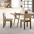 Costway Lot de 2/4 chaises de salle à manger en bois avec cadre en bois d'acacia et assise et dossier rembourrés Beige