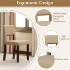 Costway Lot de 2/4 chaises de salle à manger en bois avec cadre en bois d'acacia et assise et dossier rembourrés Beige