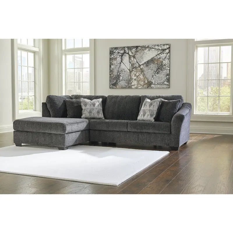 Signature Design by Ashley Biddeford Ebony Canapé Sectionnel 2 Pièces Convertible avec Méridienne - 120L x 75P x 40H