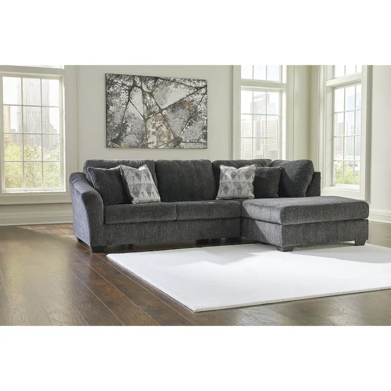 Signature Design by Ashley Biddeford Ebony Canapé Sectionnel 2 Pièces Convertible avec Méridienne - 120L x 75P x 40H