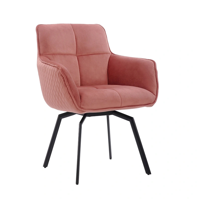 Fauteuil pivotant d'appoint en velours Porthos Home Demi avec pieds en métal
