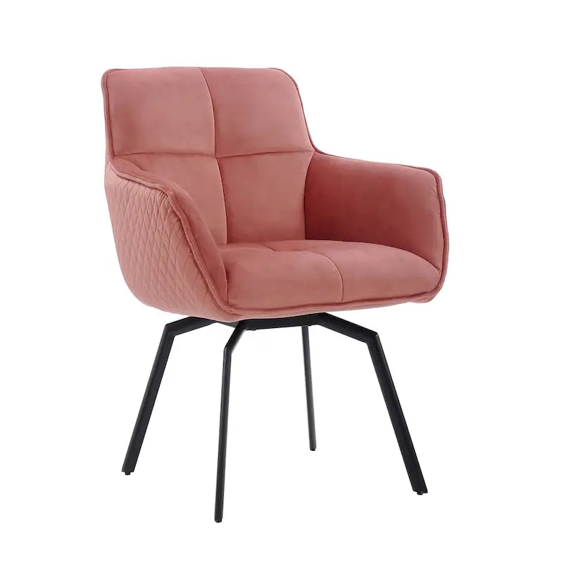 Fauteuil pivotant d'appoint en velours Porthos Home Demi avec pieds en métal
