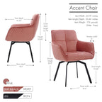 Fauteuil pivotant d'appoint en velours Porthos Home Demi avec pieds en métal