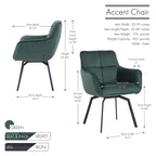 Fauteuil pivotant d'appoint en velours Porthos Home Demi avec pieds en métal