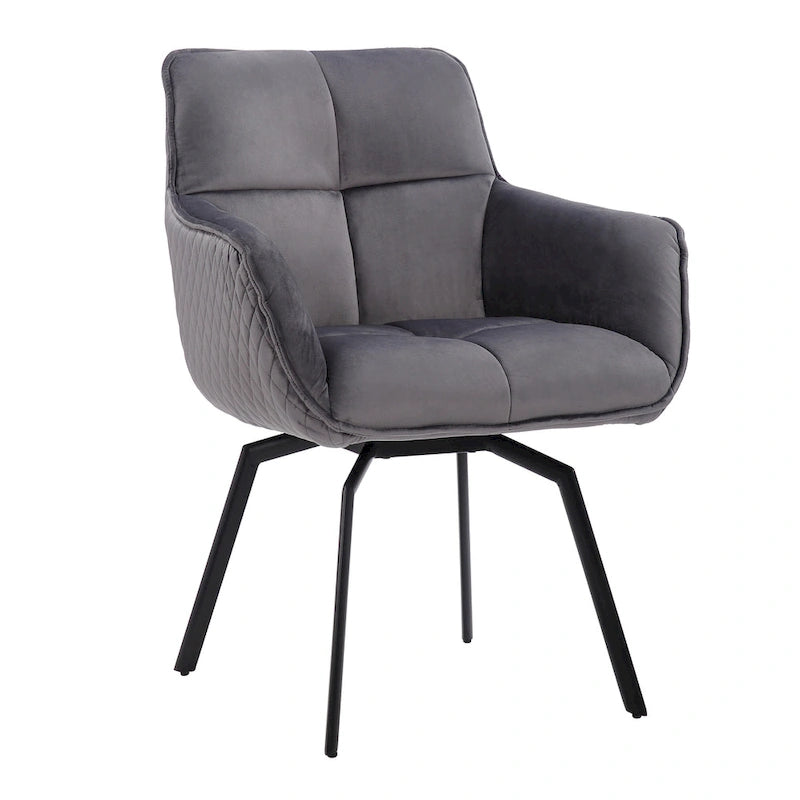 Fauteuil pivotant d'appoint en velours Porthos Home Demi avec pieds en métal