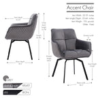 Fauteuil pivotant d'appoint en velours Porthos Home Demi avec pieds en métal