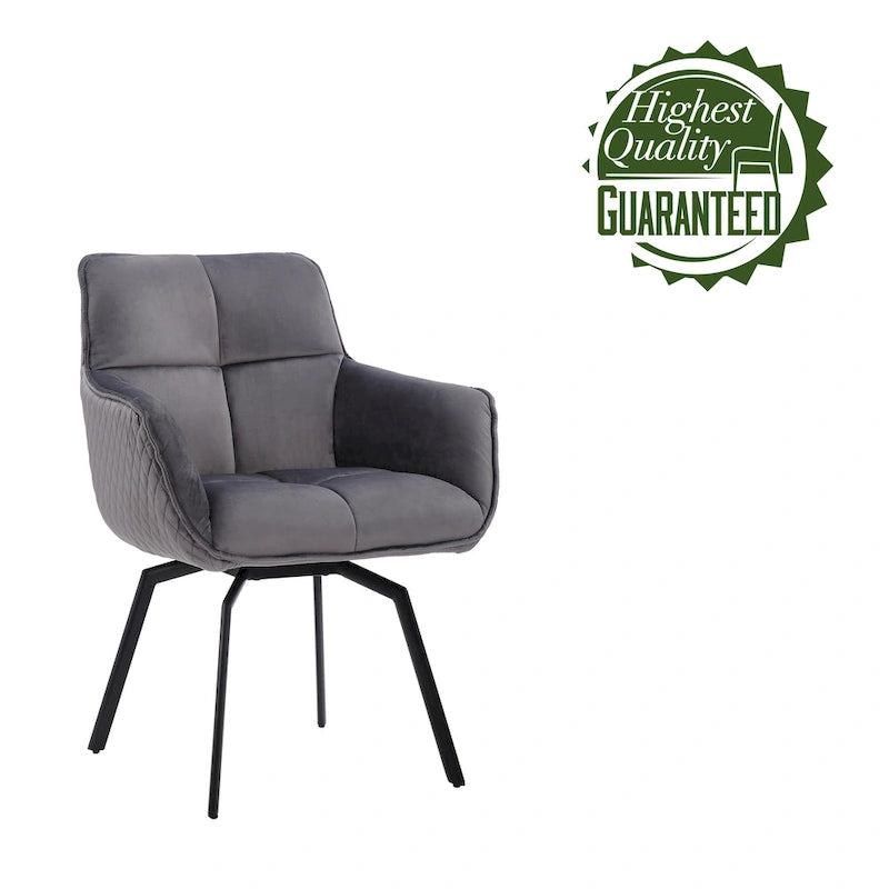Fauteuil pivotant d'appoint en velours Porthos Home Demi avec pieds en métal