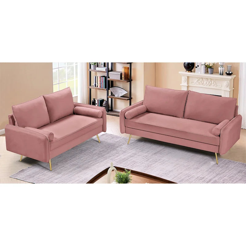 Ensemble de salon 2 pièces Villeda Velvet de style moderne du milieu du siècle