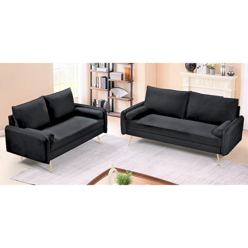Ensemble de salon 2 pièces Villeda Velvet de style moderne du milieu du siècle