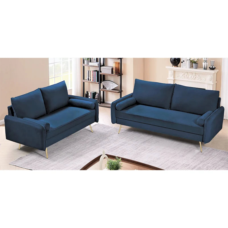 Ensemble de salon 2 pièces Villeda Velvet de style moderne du milieu du siècle
