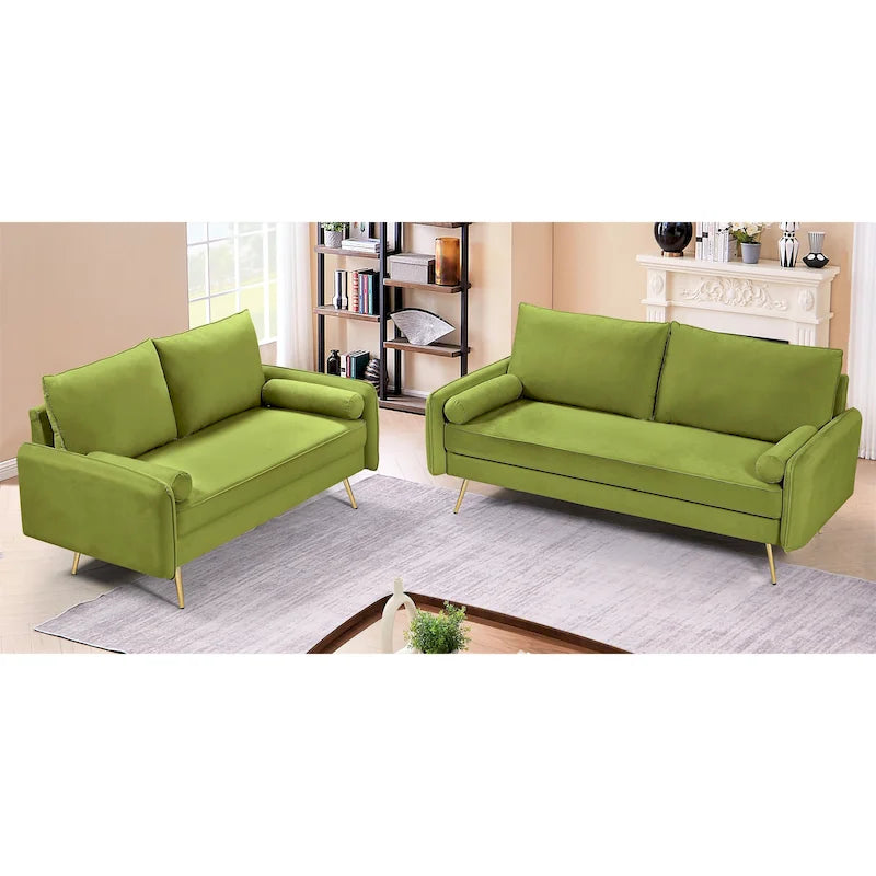 Ensemble de salon 2 pièces Villeda Velvet de style moderne du milieu du siècle