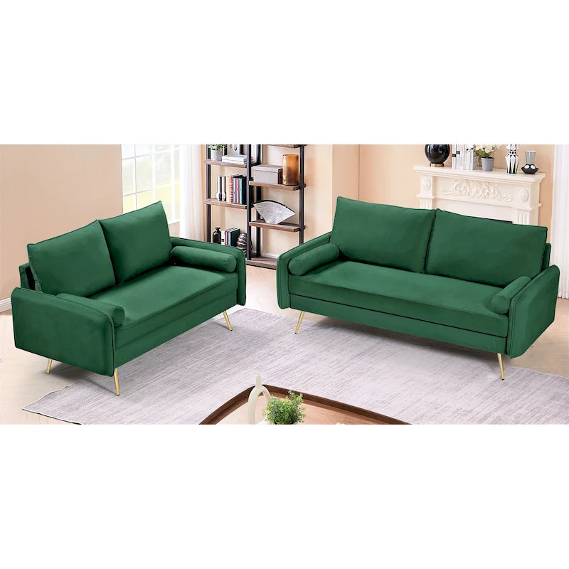 Ensemble de salon 2 pièces Villeda Velvet de style moderne du milieu du siècle