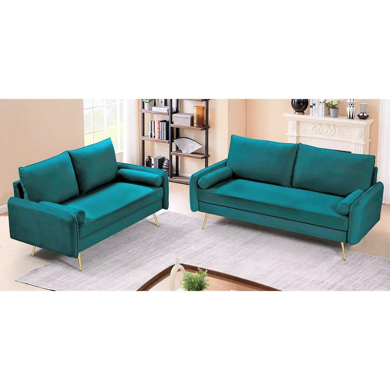 Ensemble de salon 2 pièces Villeda Velvet de style moderne du milieu du siècle
