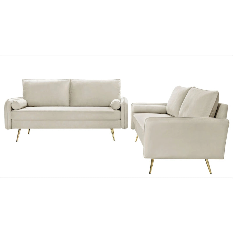 Ensemble de salon 2 pièces Villeda Velvet de style moderne du milieu du siècle
