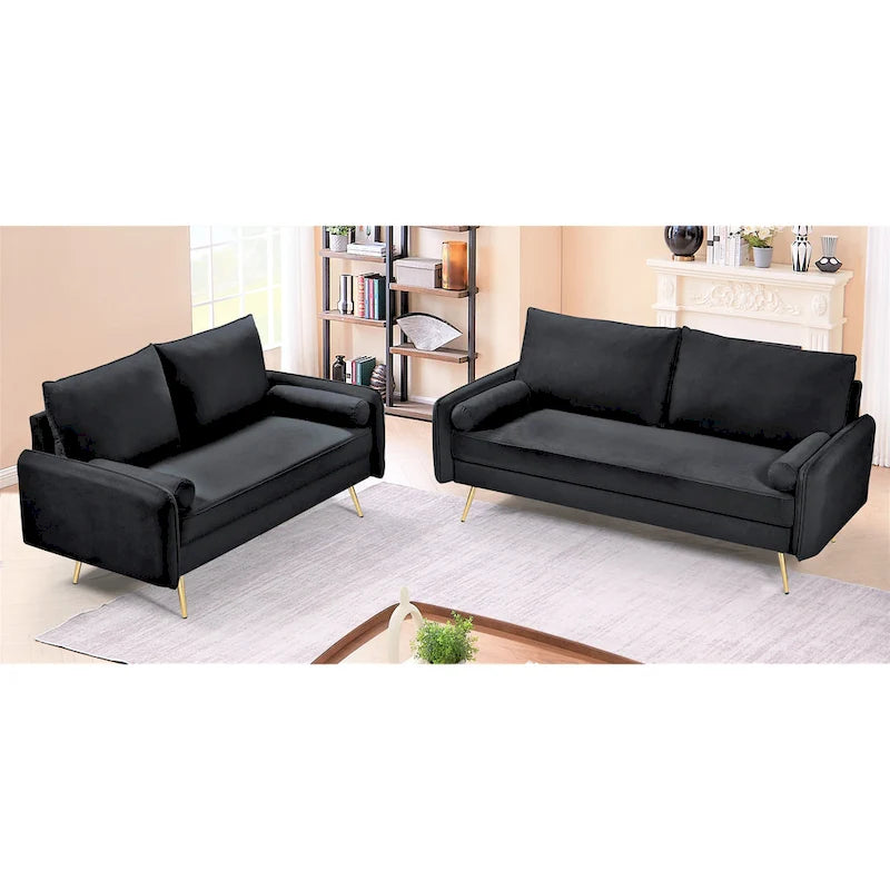 Ensemble de salon 2 pièces Villeda Velvet de style moderne du milieu du siècle