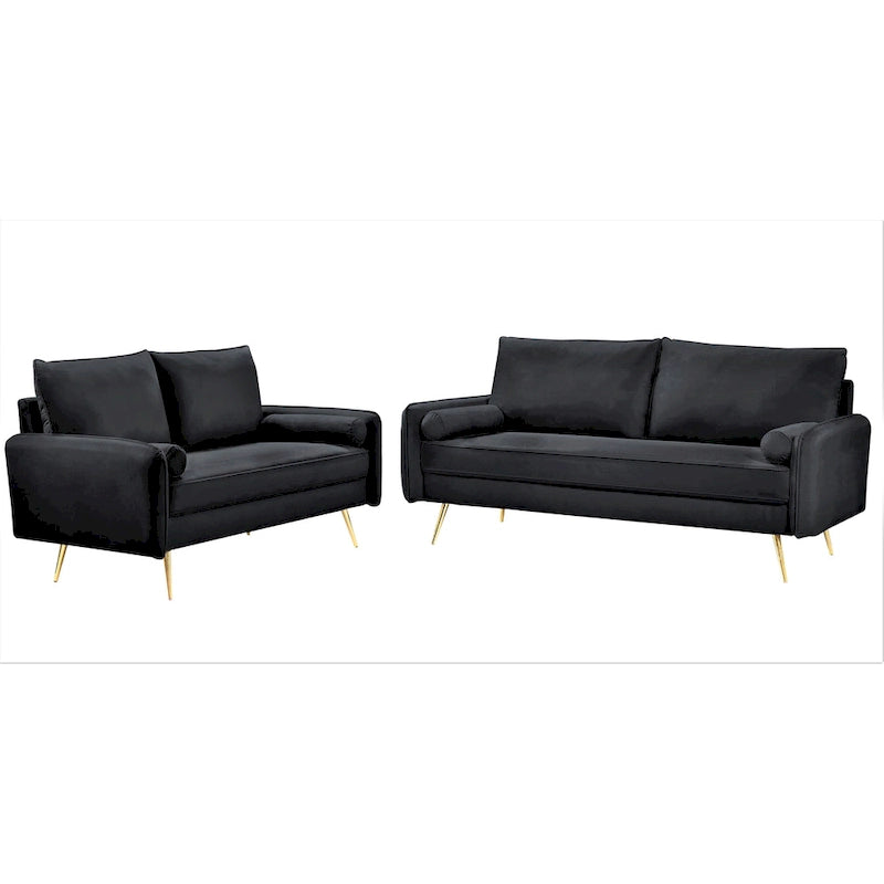 Ensemble de salon 2 pièces Villeda Velvet de style moderne du milieu du siècle