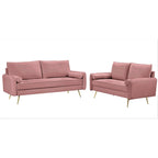 Ensemble de salon 2 pièces Villeda Velvet de style moderne du milieu du siècle